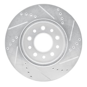 Ford Freestar Brake Rotor (1) - Front Left - R1 Concepts - Drilled & Slotted - Silver - `04-`07